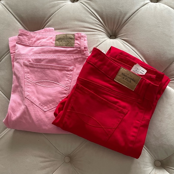 Bundle of 2: Abercrombie & Fitch Wn's Skinny Sz 2-26W, Pink/30", Red/29" Inseam - Picture 6 of 6